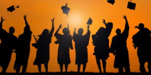 Silhouette of College Graduates