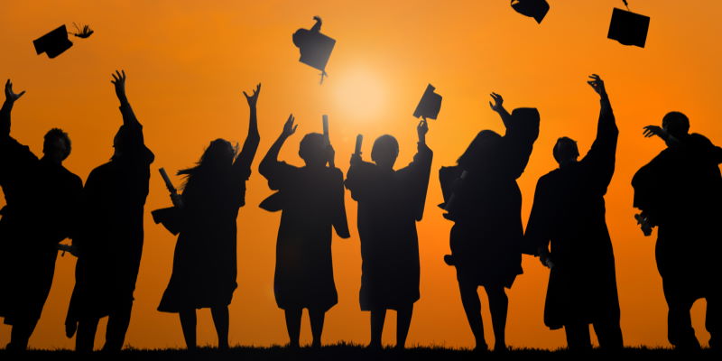 Silhouette of College Graduates